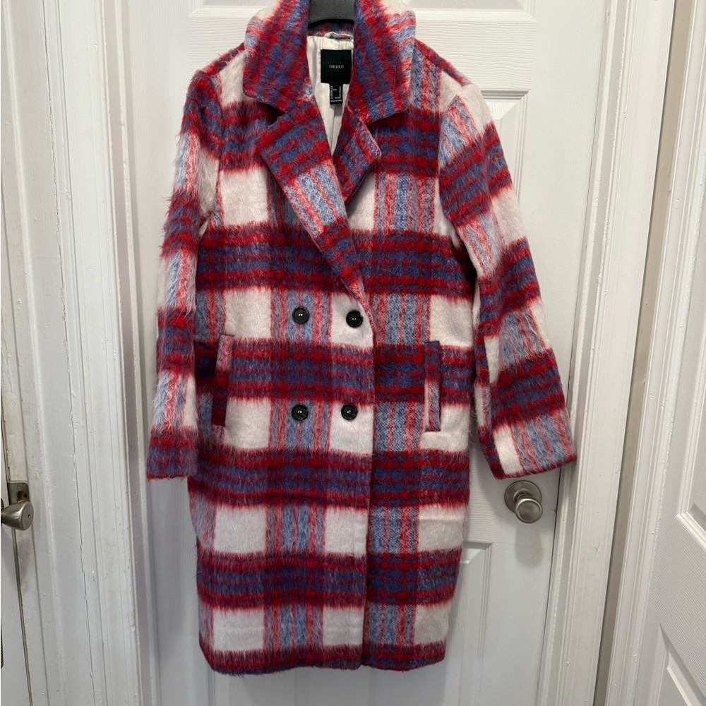 Plaid Double-Breasted Coat